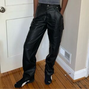 Faux leather cargo pants
